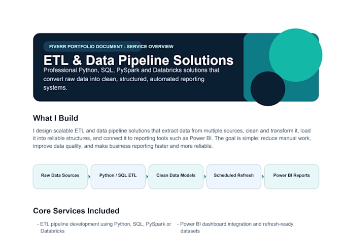 build etl pipelines and data pipelines using python and sql