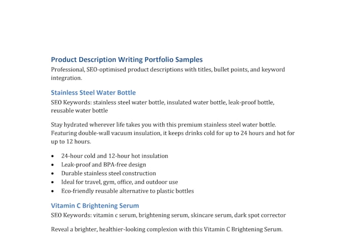 write SEO optimised product descriptions that increase sales