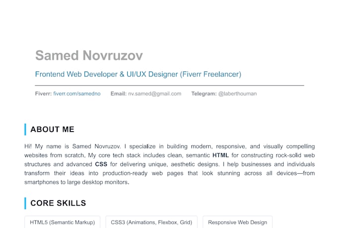 build responsive HTML CSS landing page