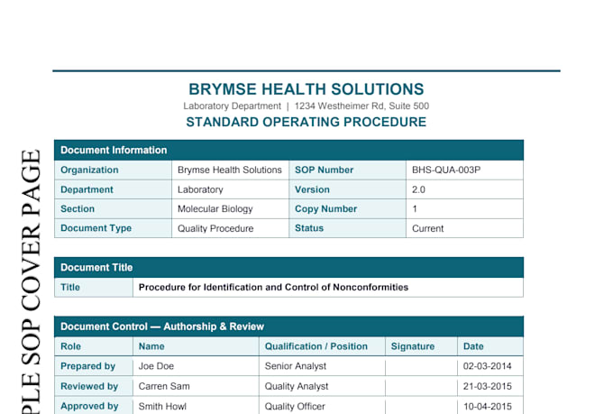 write iso 15189 sops for medical laboratories