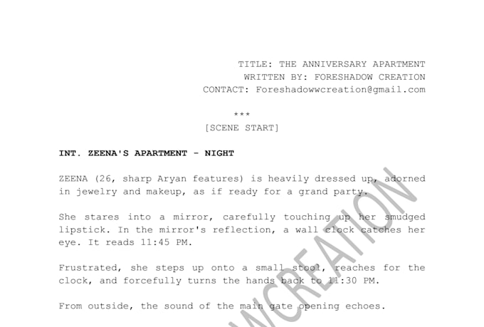 write a professional feature film script or youtube script
