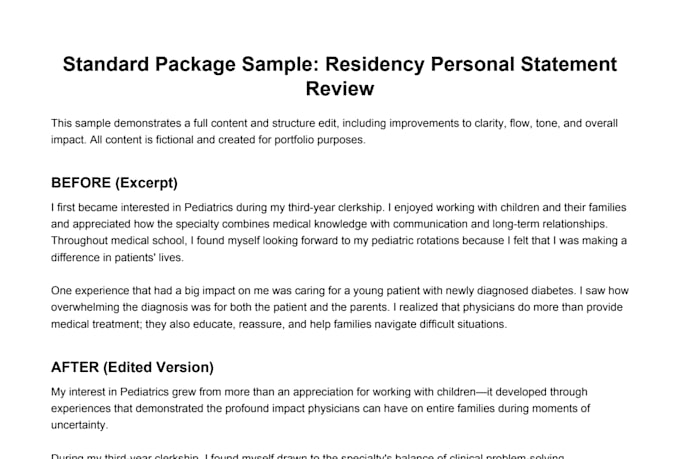 edit your residency application personal statement
