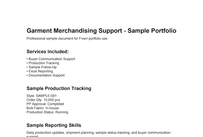 provide garment merchandising and production support