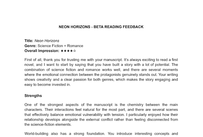 be your beta reader providing inline comments and a detailed reader report