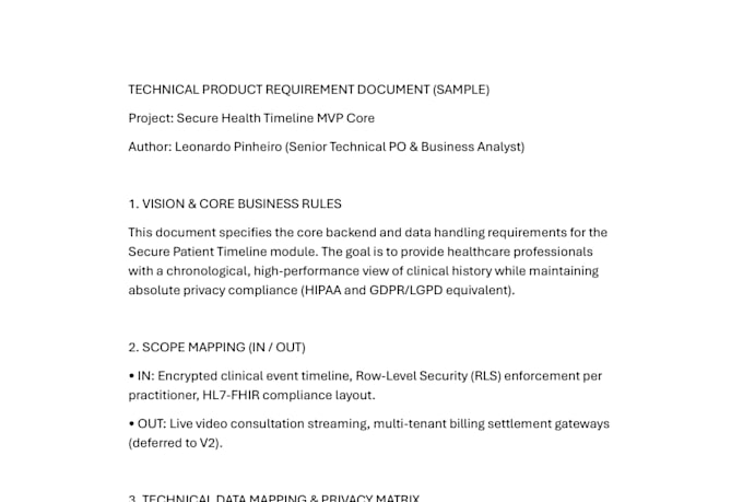 write technical prd, user stories, and dev ready product backlog