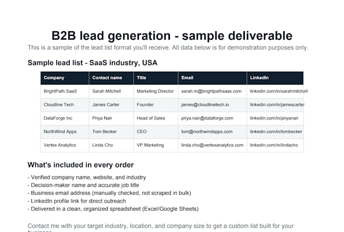 do b2b lead generation with verified emails and linkedin profiles