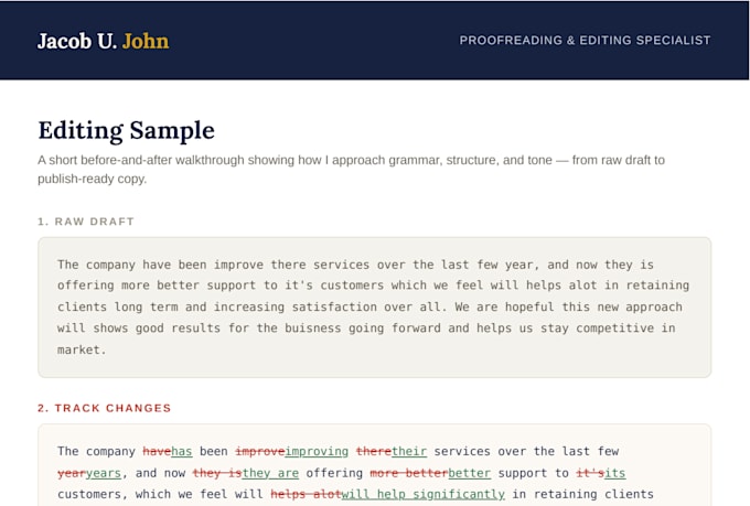 proofread and edit your document for grammar and clarity