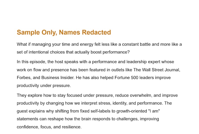 seo podcast show notes from your episode