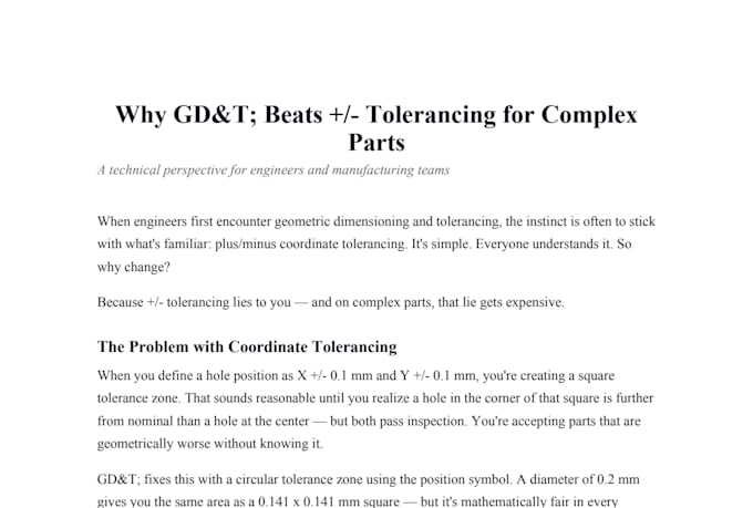 write clear technical content on gdt machining, and manufacturing