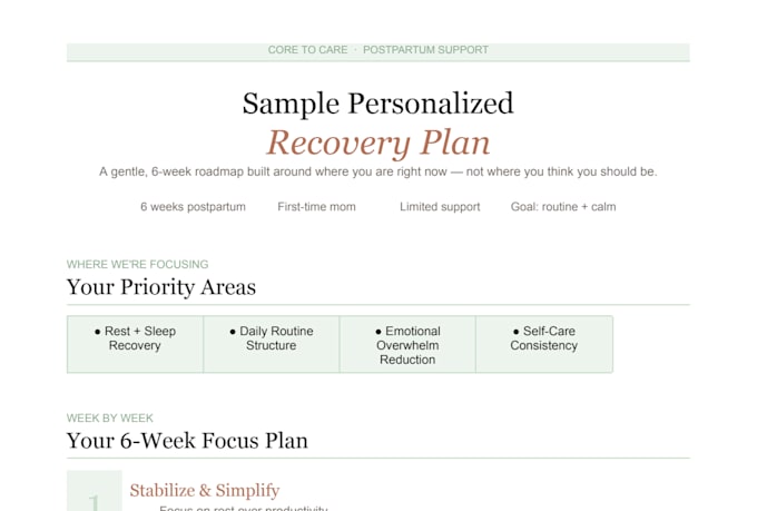 help moms create a personalized postpartum plan