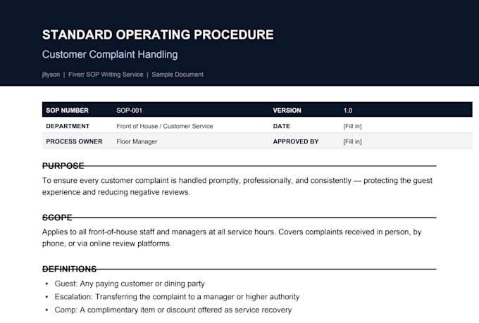 write professional sops for your business