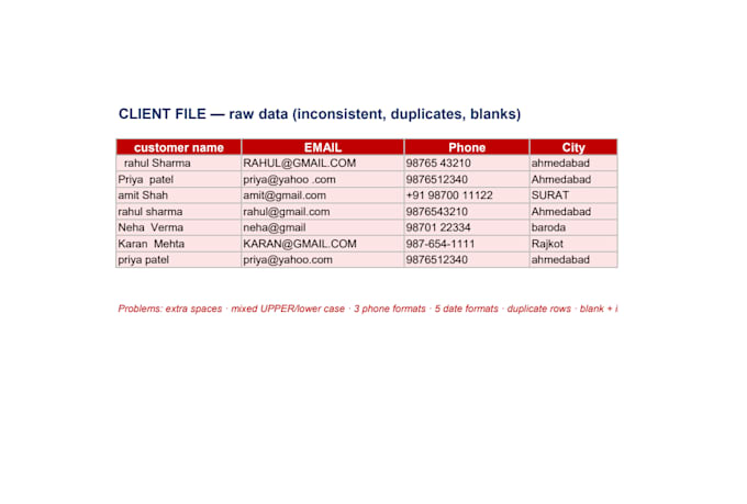 clean, format and organize your excel or CSV data