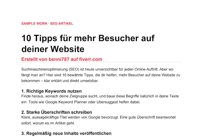 write professional german SEO articles and blog posts