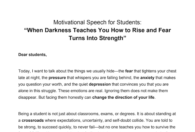 write a powerful motivational speech
