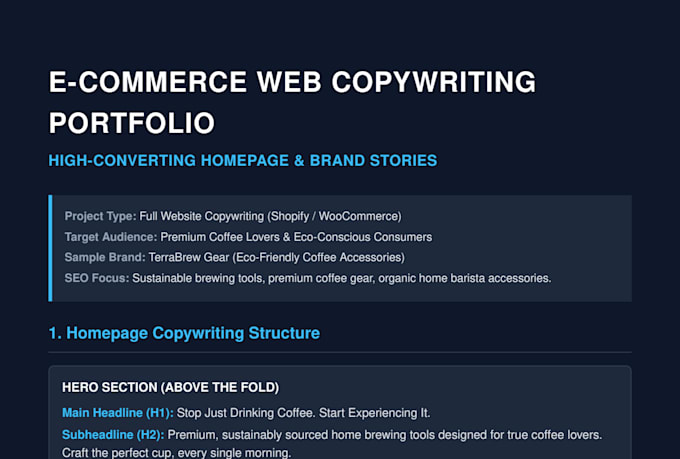 write compelling homepage and about us copywriting for your shopify store