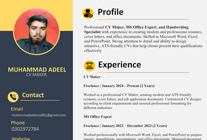 design a premium quality professional CV