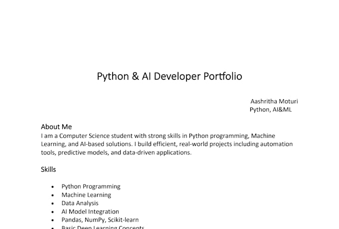 do python automation, data analysis and ai mini projects