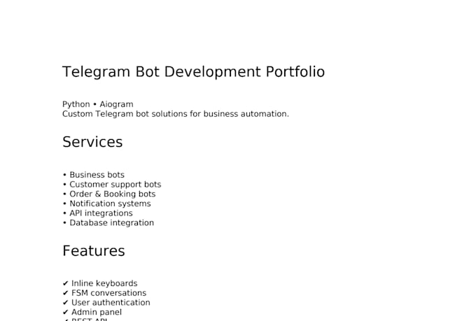 create a custom telegram bot using python and aiogram