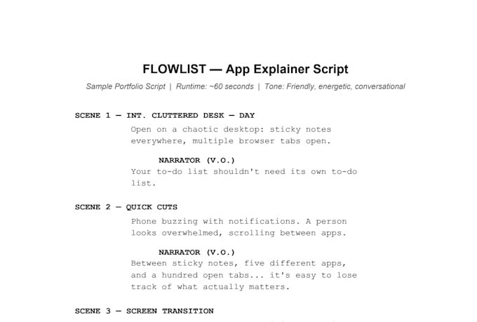 write engaging video, youtube, or short film scripts
