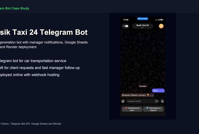 build a telegram bot for leads, bookings and orders