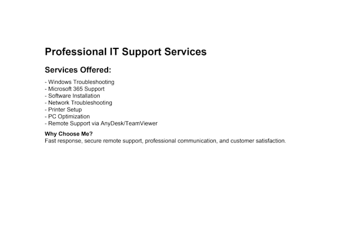 provide professional IT support, windows troubleshooting
