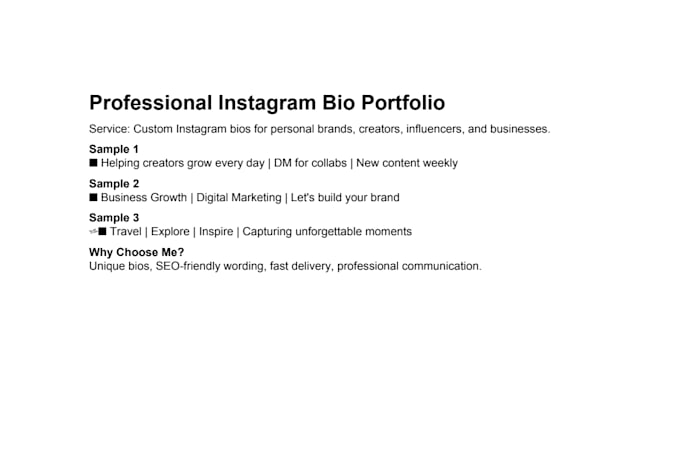 write a unique instagram bio for your profile