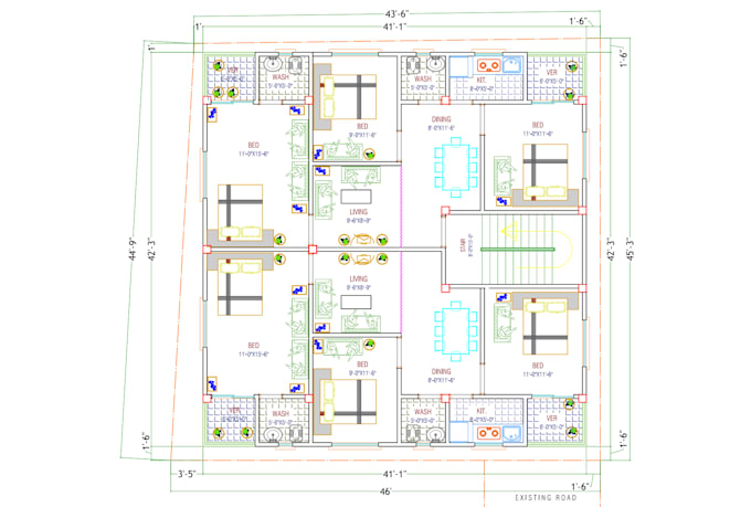 draft US residential floor plan redrawing