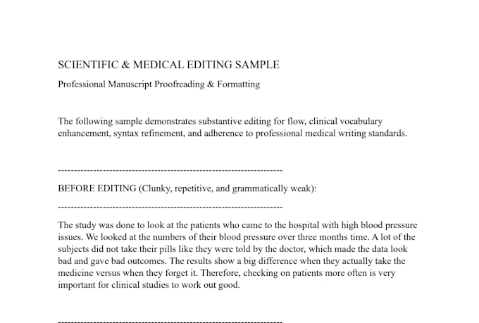 be your scientific manuscript editor and medical proofreader