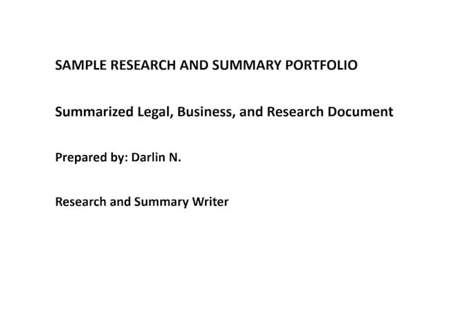 summarize legal business and research documents