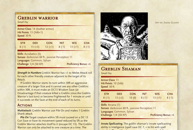 create a group of interconnected monster stat blocks