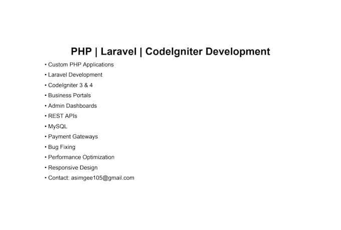 develop a PHP laravel or codeigniter website