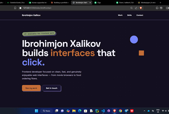 create web sites by using HTML, CSS, js, react