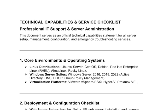 setup, manage, and provide expert IT server support
