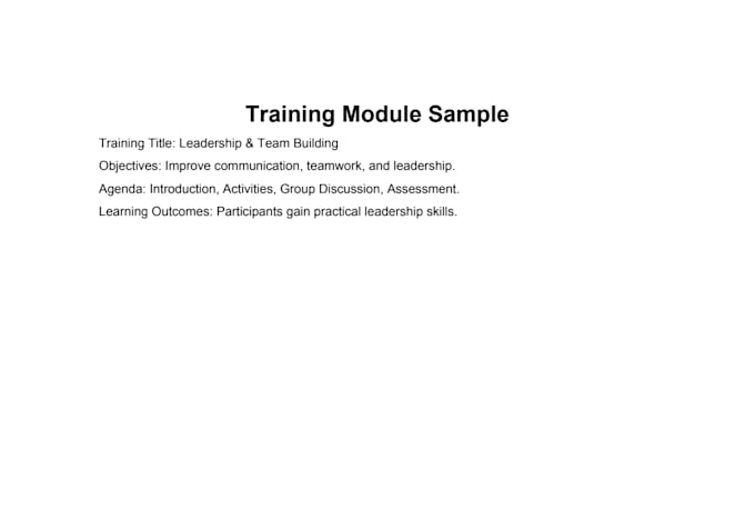 prepare professional training modules and training materials