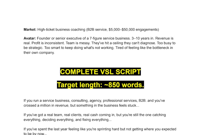 write persuasive vsl and video sales letter script