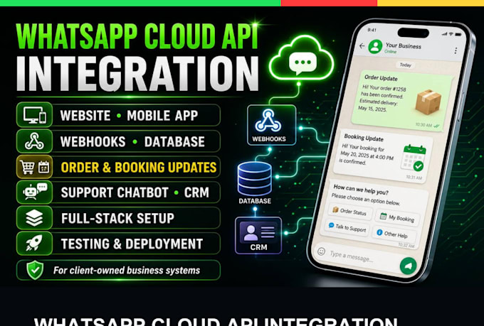 integrate whatsapp cloud API with your website or mobile app chatbot automation