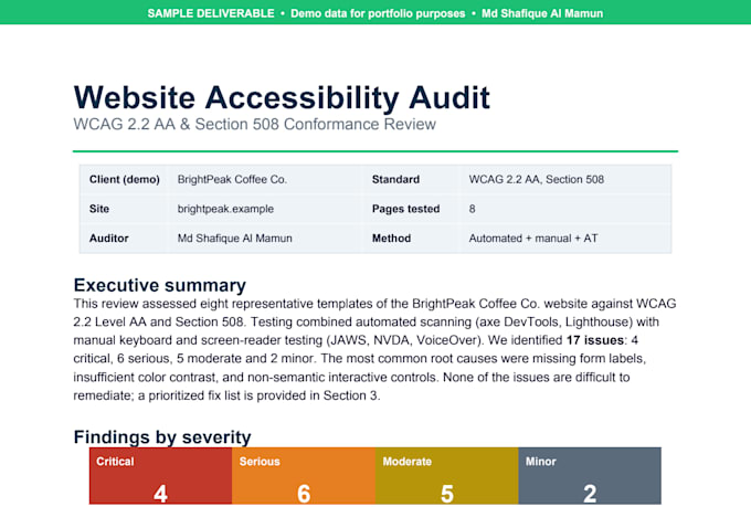 do a wcag, ada and section 508 website accessibility audit