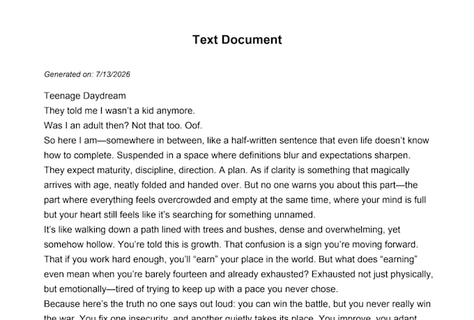 do creative writing as per your directions
