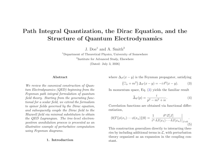 format your stem or physics research paper in latex
