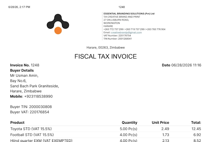 develop custom erp pos systems and integrate zimra fdms API