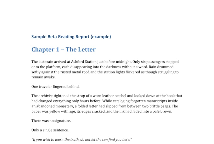 beta read your book and make an avaliation on it