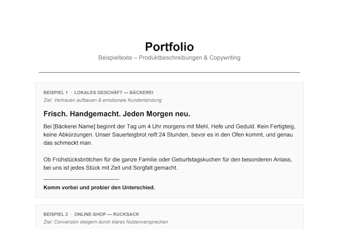 write german product descriptions and social media texts