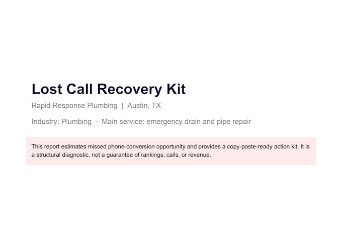 recover your lost plumbing calls