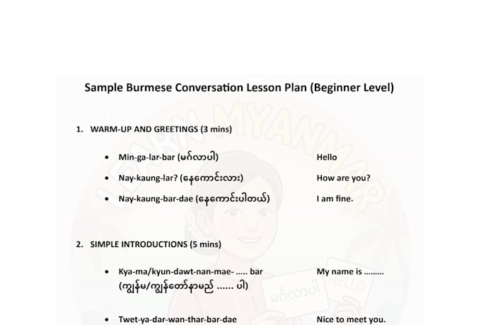 teach you conversational myanmar in simple english
