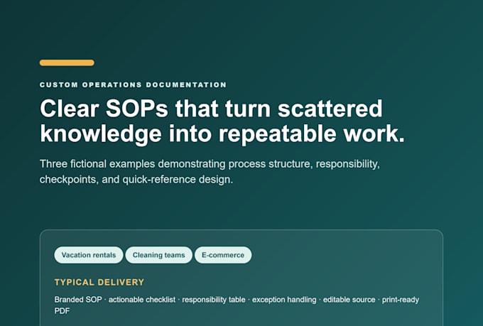 create a professional sop, workflow, and business checklist