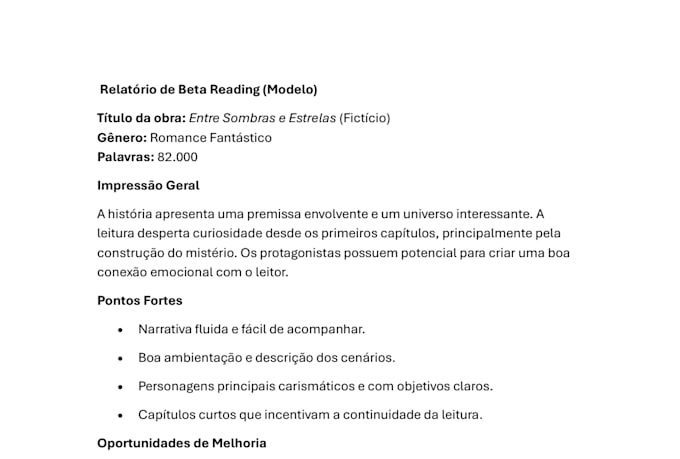 leitura beta profissional com feedback detalhado