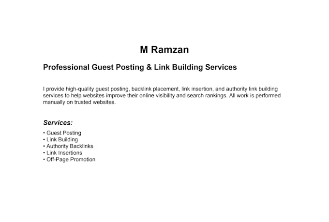 provide high authority guest posts and SEO backlinks