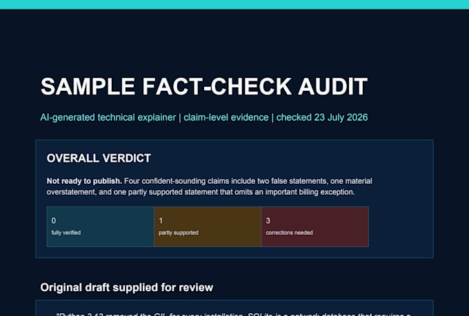 fact check ai technical content with primary sources and citations