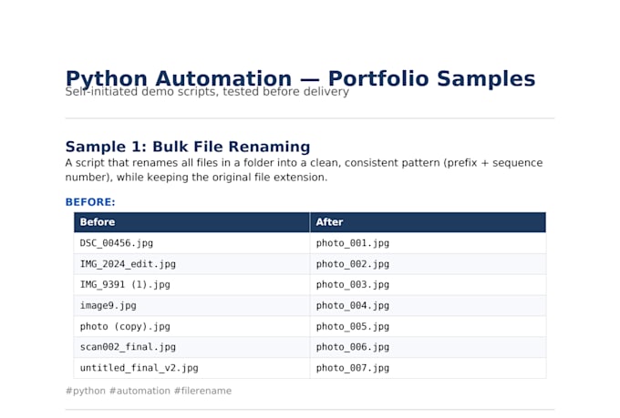 write a python script to clean, rename or organize your files