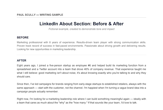 fix your boring linkedin about section
